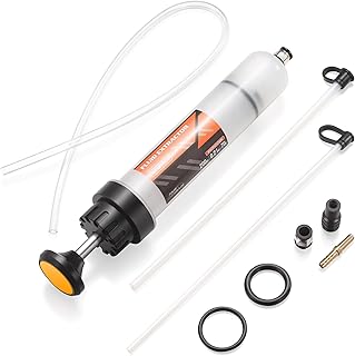 FOUR UNCLES 200cc Fluid Extractor, Extraction & Fill Pump, Oil Change Syringe with Hose and 23" Extension Tube, Automotive...