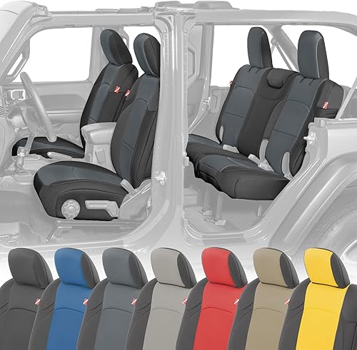 Miniatura 8 de Diver Down Juego de fundas de asiento de neopreno para Jeep JL de 4 puertas Wrangler 2018-2022, juego de asiento delantero y trasero, fundas de
