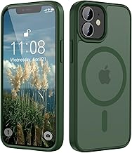 HGH Magnetic Case for iPhone 12 Mini 5.4 Inch Compatible with MagSafe, Translucent Matte Back Thin Shockproof Mobile Phone Case for iPhone 12 Mini (Dark Green)