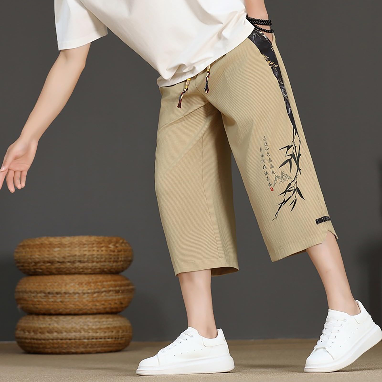 Freizeithose Herren Losse Fit Stretch : 3/4 Hose Japanischen