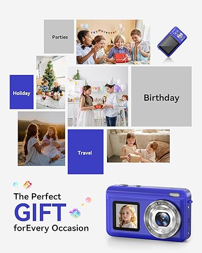 Miniatura 8 de Cámara digital, cámara digital real de 2.7 K de doble pantalla para fotografía, cámara de vlogging de enfoque automático para video de YouTube, zoom