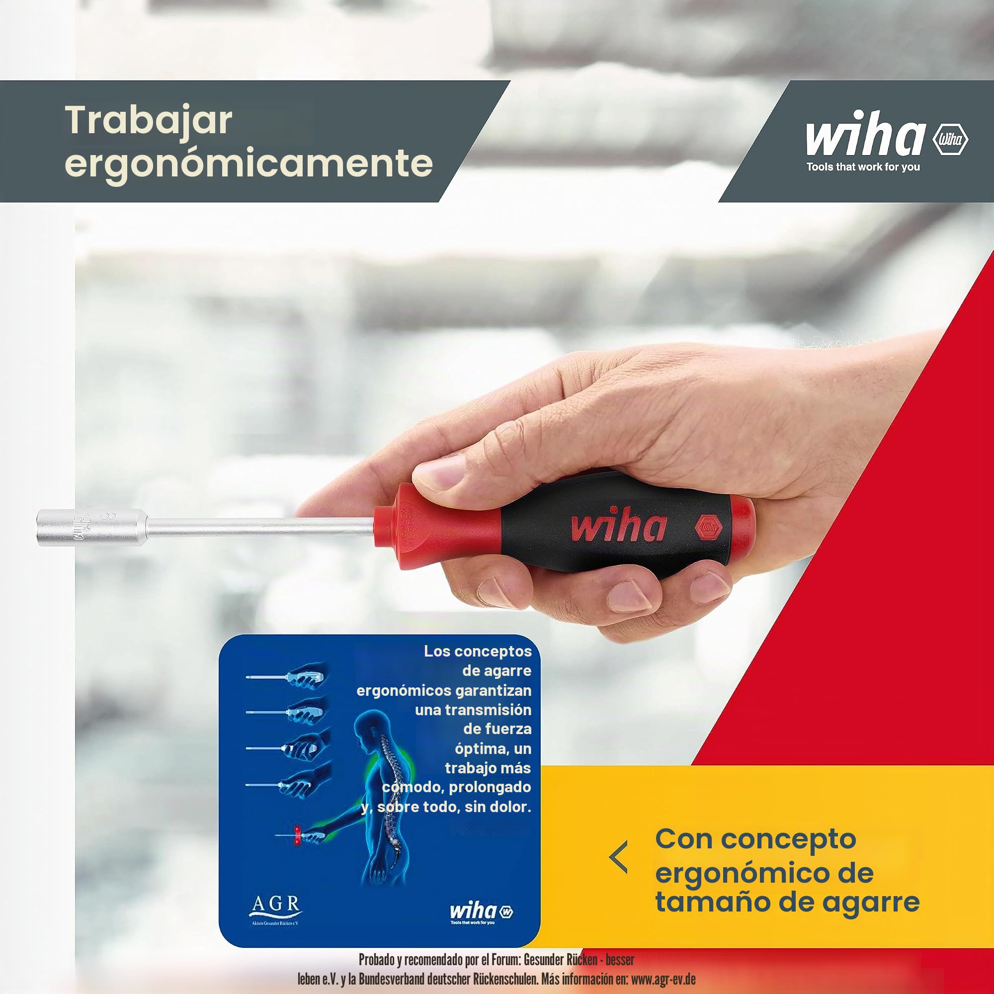 Wiha Juego de destornilladores SoftFinish® con llave de vaso hexagonal, de 5 unid. (01034)