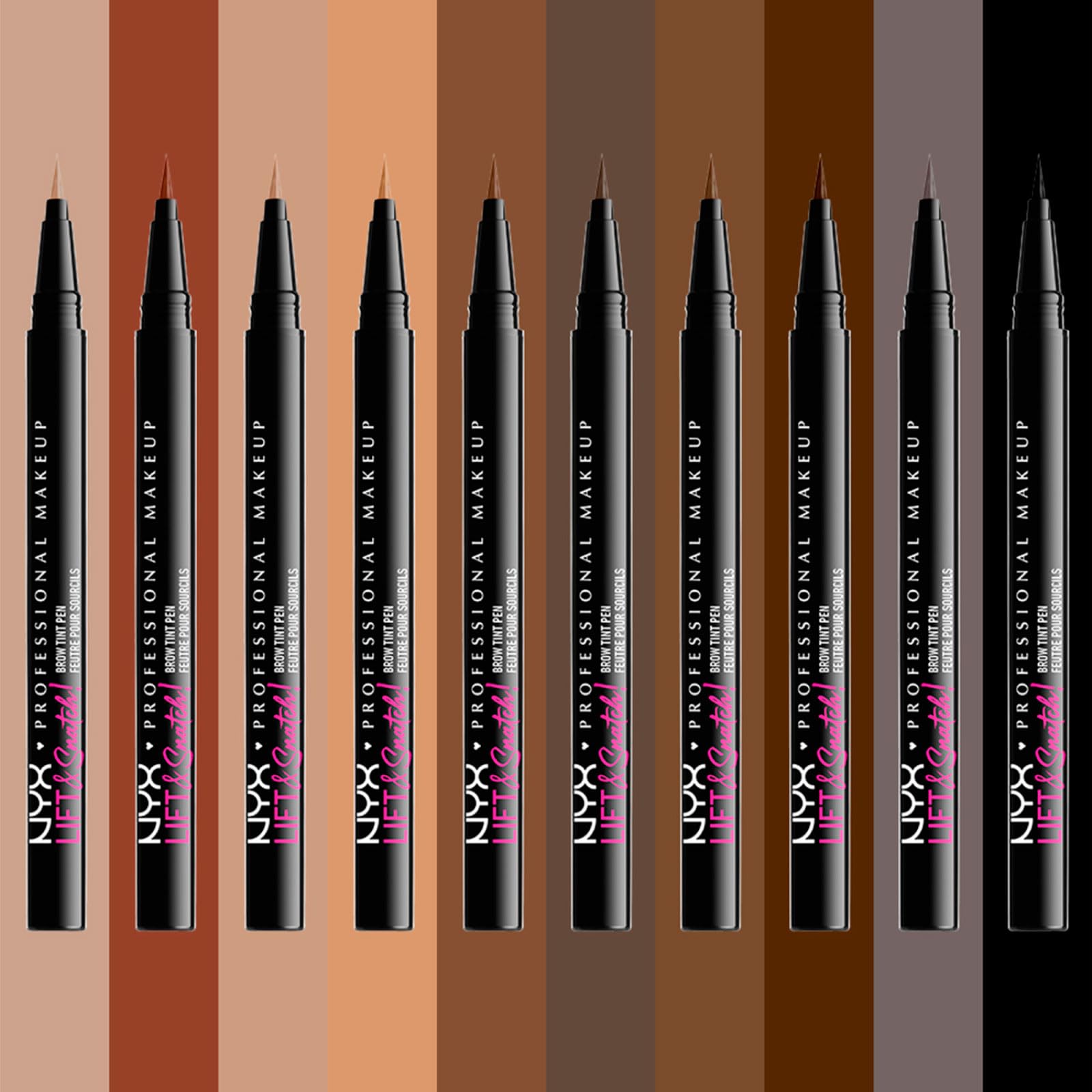 NYX Professional Makeup The Brow Glue Gel Sopracciglia Trasparente Istantaneo Effetto Laminazione 5g + Lift and Snatch Penna Sopracciglia No-Transfer Tenuta 16h Tonalità Ash Brown - Set da 2