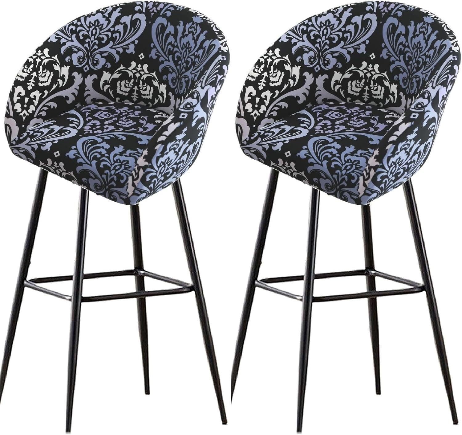 Bar Stools Cover,Short Back Chair Cover, Swivel Chair Slipcovers with Back, Stretch Bar Stool Chair Slipcovers with Round Backs Arms Curved Accent,Counter Bar Stool Cover for Armchair,Kitchen(H11,2PCS