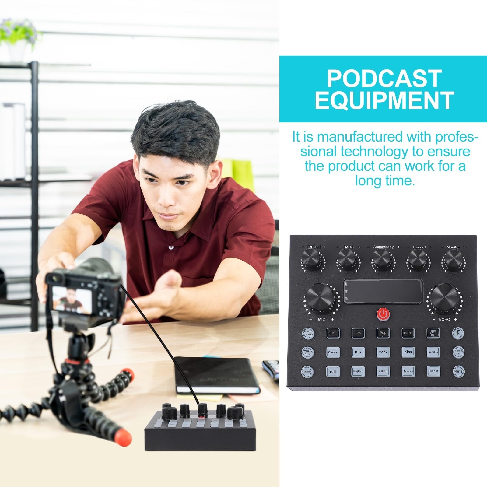 Zerodeko Scheda Audio Professionale Mixer Musicale Effetti Luce LED Regolazione Tono Elettronica Dispositivo Modifica Suono per Computer e Telefono per Adulti