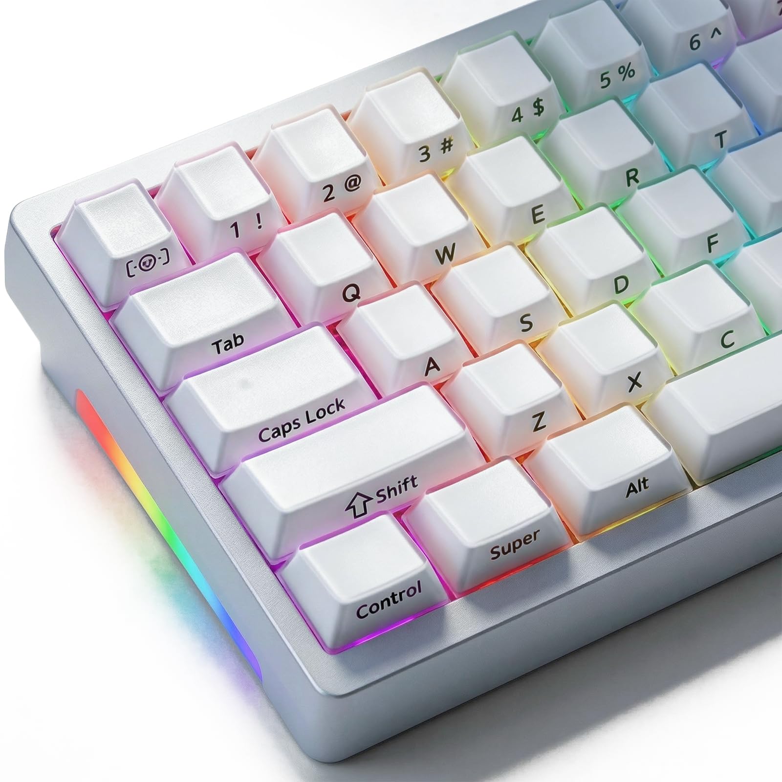 JakeTsai Velvet Crystal Jelly White Keycaps, 126 Keys Double