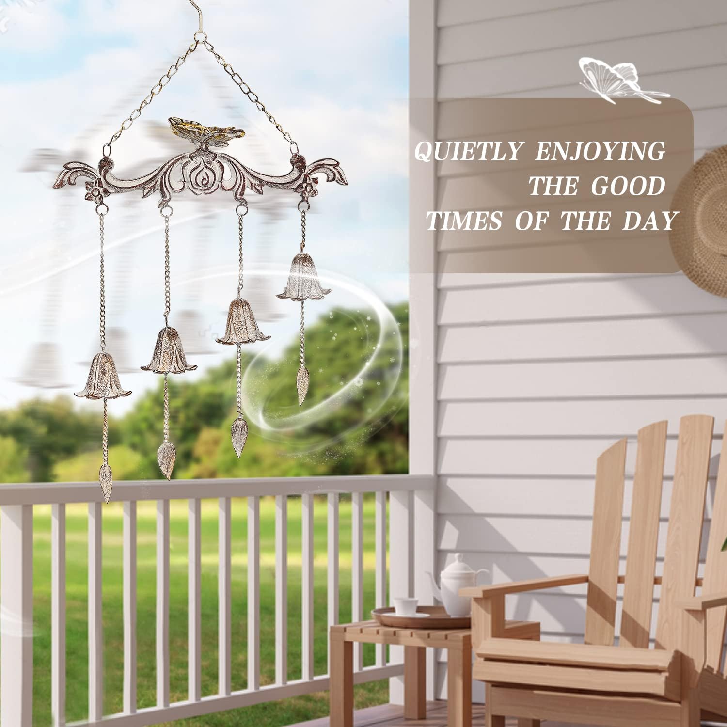 Sungmor Butterfly Wind Chimes for Outside Clearance, Lovely Housewarming Gift, Wall, Ceiling, Tree Vertical Hanging Bell, Large Windchime for Home Garden Patio Indoor Outdoor Decór