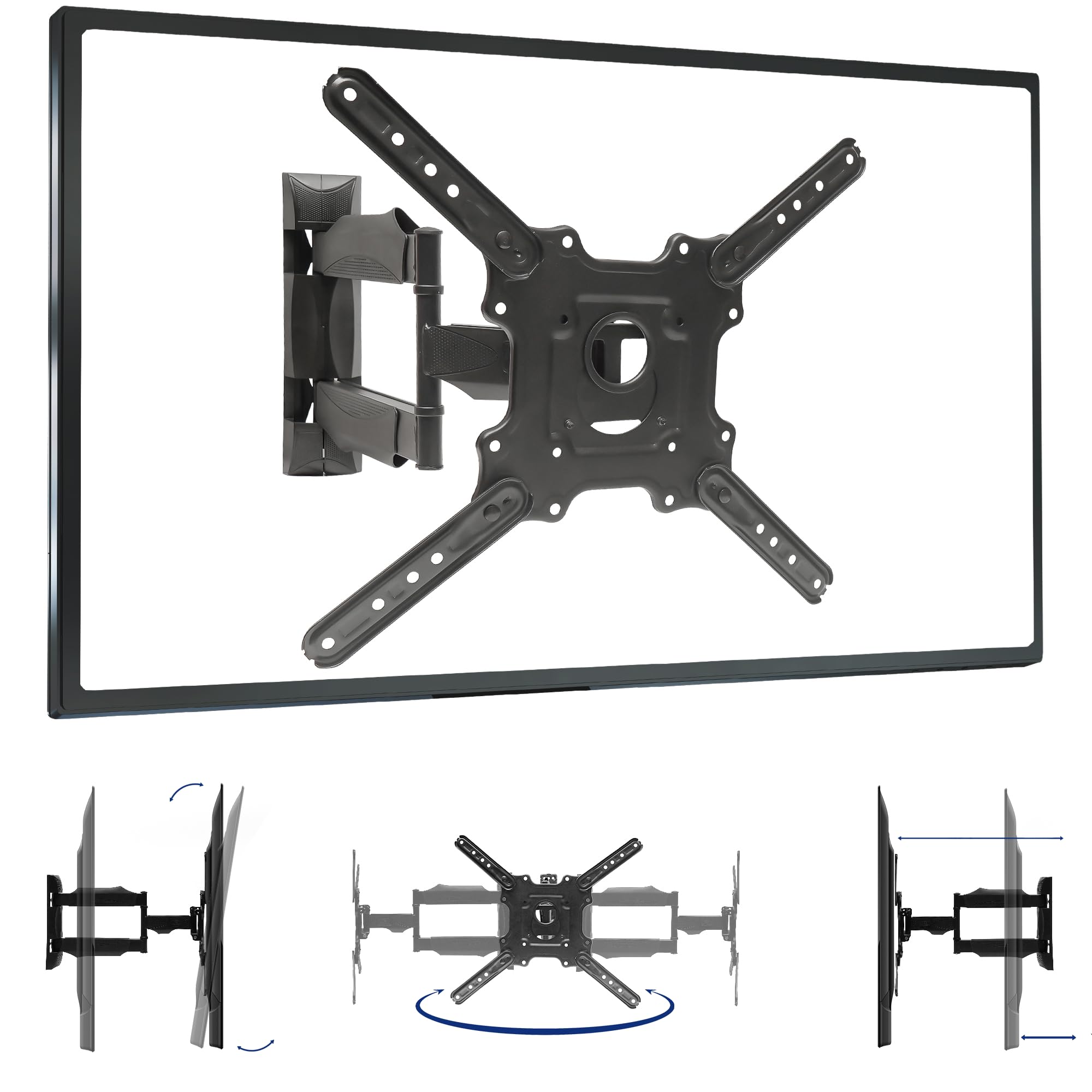 TV Wall Mount for 32"-60" Screens up to 80lbs, Adjustable Swivel & Tilt, Max VESA 400x400mm, Compatible with LCD, Plasma, and LED Displays