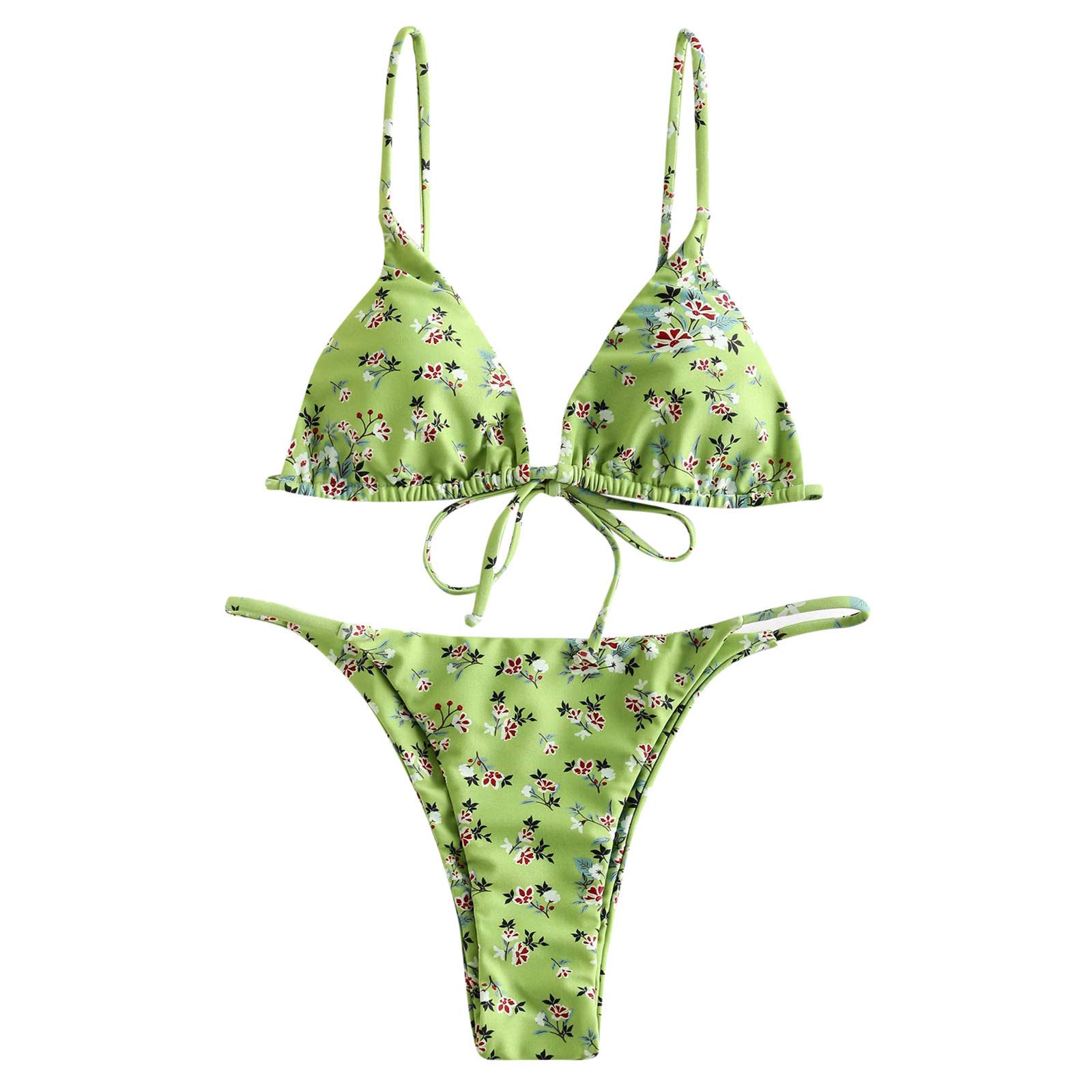 Genérico Bikini Mujer Conjuntos Brasileño Sexy Tanga Mujer Playa Ropa de Baño Traje de Baño Sexy Bañador de Baño Tops y Braguitas 2 Piezas Verano 2024 Conjuntos de Bikinis para Mujer Estampado Floral