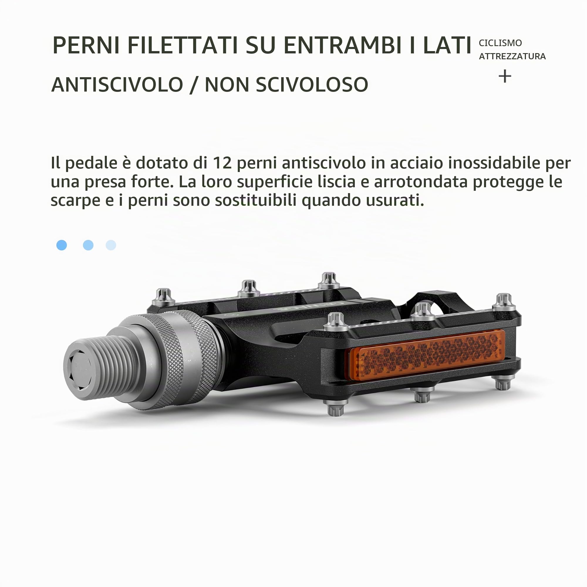 GEWAGE Pedali da bicicletta a sgancio rapido 9/16" – Pedale piatta in alluminio CNC rimovibile con 8 pin antiscivolo e catarifrangenti per bici pieghevoli, fixie, singlespeed e bici da città