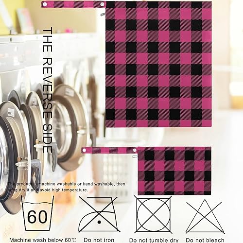 Miniatura 6 de visesunny Pink Buffalo Plaid Classic Pattern - Bolsa húmeda de 2 piezas con bolsillos con cremallera, lavable, reutilizable, espaciosa para viajes,