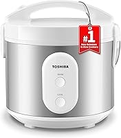 Toshiba 5.5 Cup Rice Cooker & Steamer - One Touch, Non-Stick Pot, Keep Warm, Family Size for Rice, Grains & Veggies