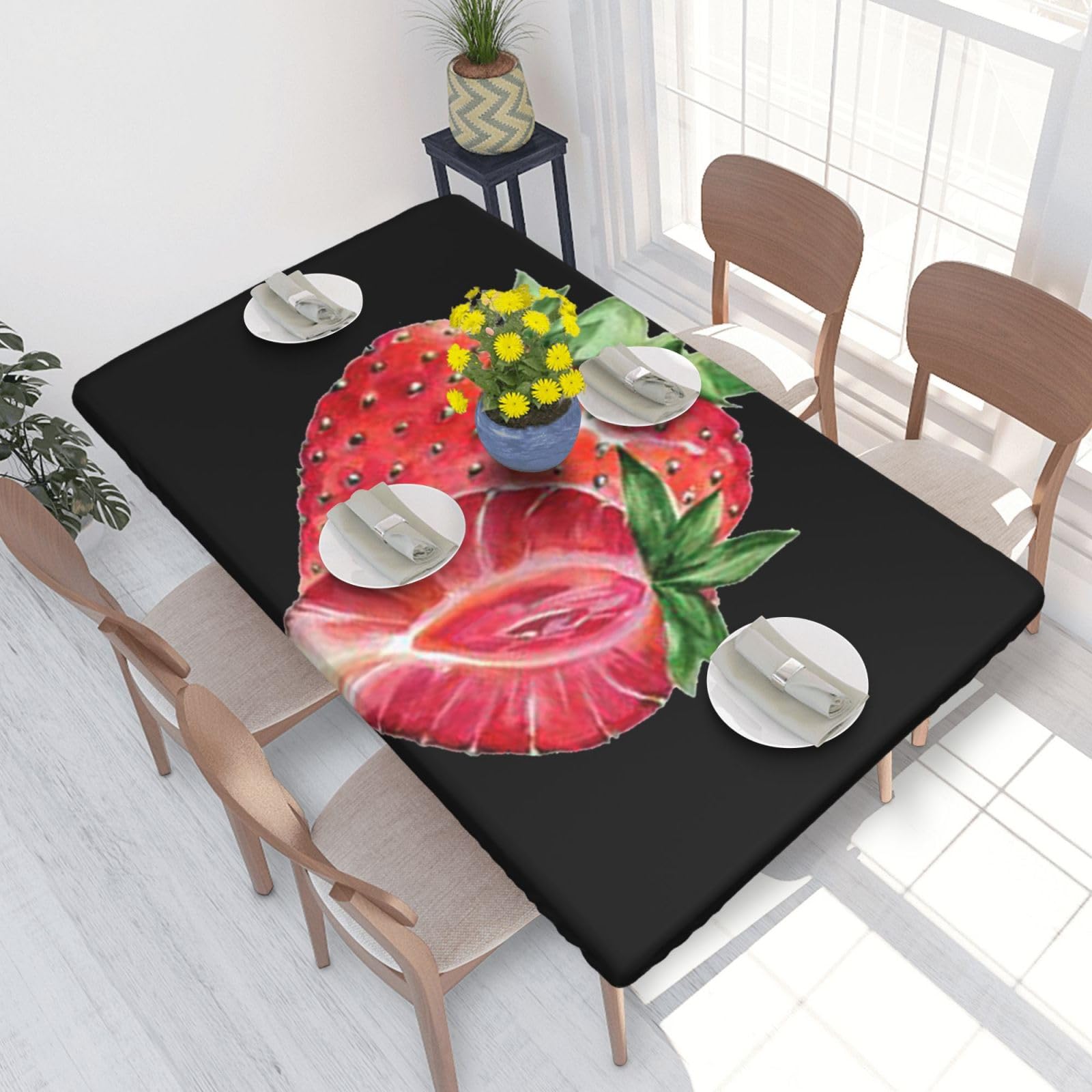 BNVSADC Strawberry Printed 4FT Tablecloth 122x76 CM Polyester Kitchen Water Resistant Table Cloth Dining Table Decoration Table Covers