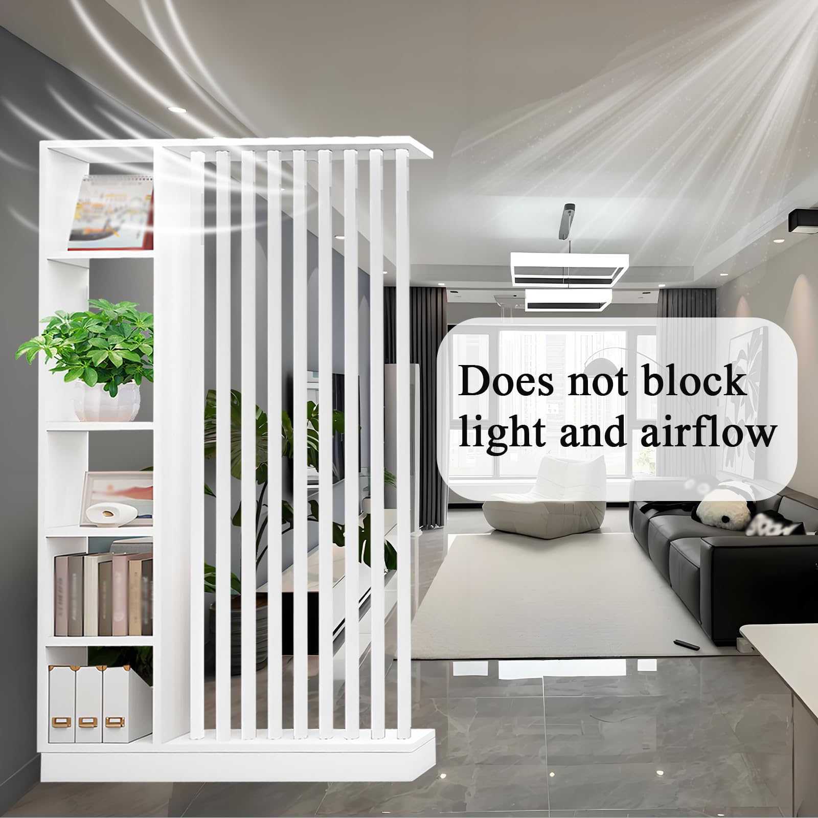 Colonna divisoria per ingresso dal pavimento al soffitto - Divisorio indipendente con ripiani, facile da montare, decorazione indipendente per camera da letto e ufficio (A White+White, 120cm/47.2in)