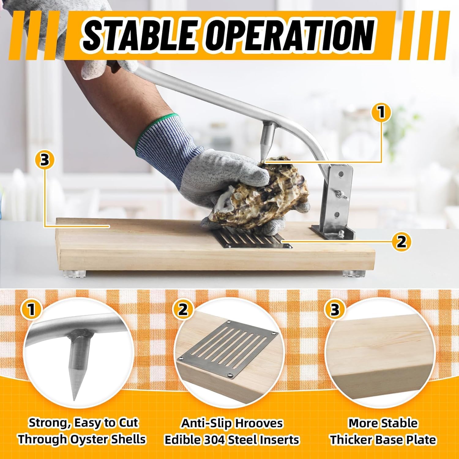 Máquina para Descascarar Ostras, Cuchillo Portátil para Descascarar Ostras, Herramienta para Descascarar Altura Ajustable, Abridor De Ostras Sin Instalación, Cuchillo para Ostras De Acero Inoxidable