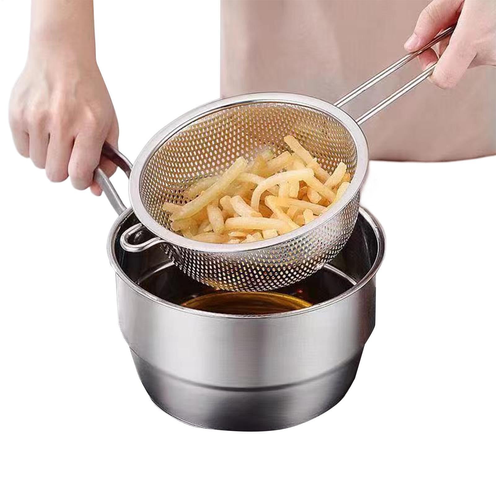 Scolapasta per cucina, in acciaio , a maglia fine, 24 cm, setaccio in metallo, filtro per alimenti, manico ergonomico, per pasta, verdure, frutta