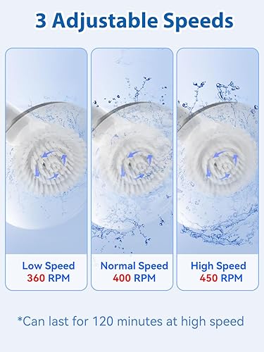 Miniatura 4 de Limpiador eléctrico giratorio para baño, cepillo de limpieza de ducha, limpiador de ducha inalámbrico con 8 cabezales de cepillo reemplazables y