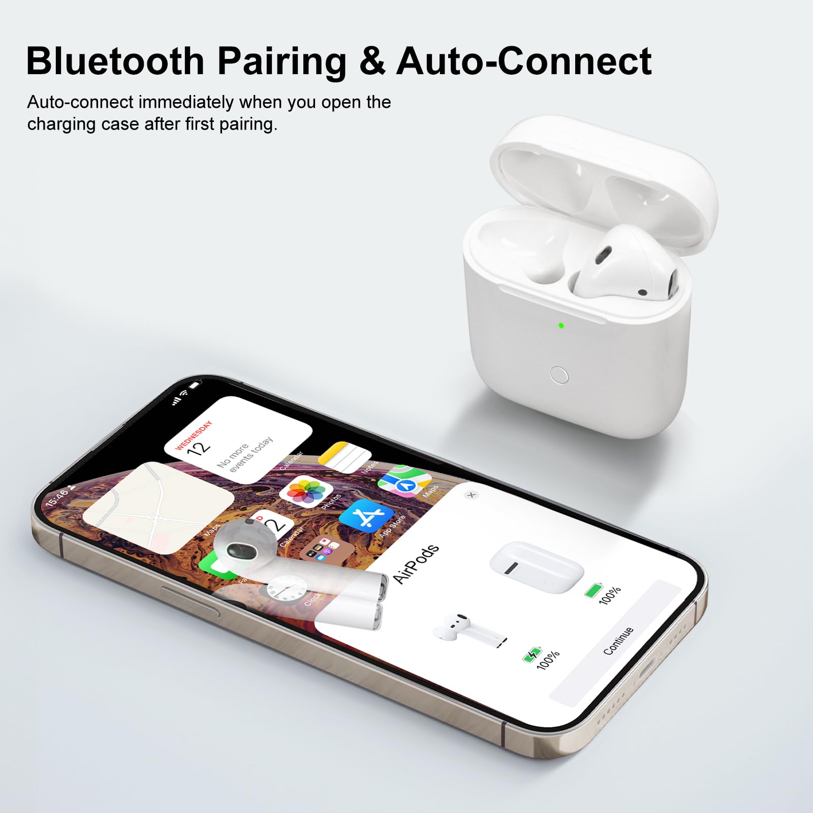 Wireless Charging Case Compatible with AirPod 2 1, Air Pod Charger Case Replacement with Bluetooth Pairing Sync Button, No Earbuds,White