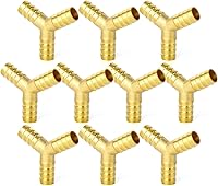 Vista 32 de GASHER 2 piezas de púas de manguera de latón en T, accesorio de manguera de 3 vías (púa de manguera de 1,27 cm x 1,27 cm x 1,27 cm) con 6