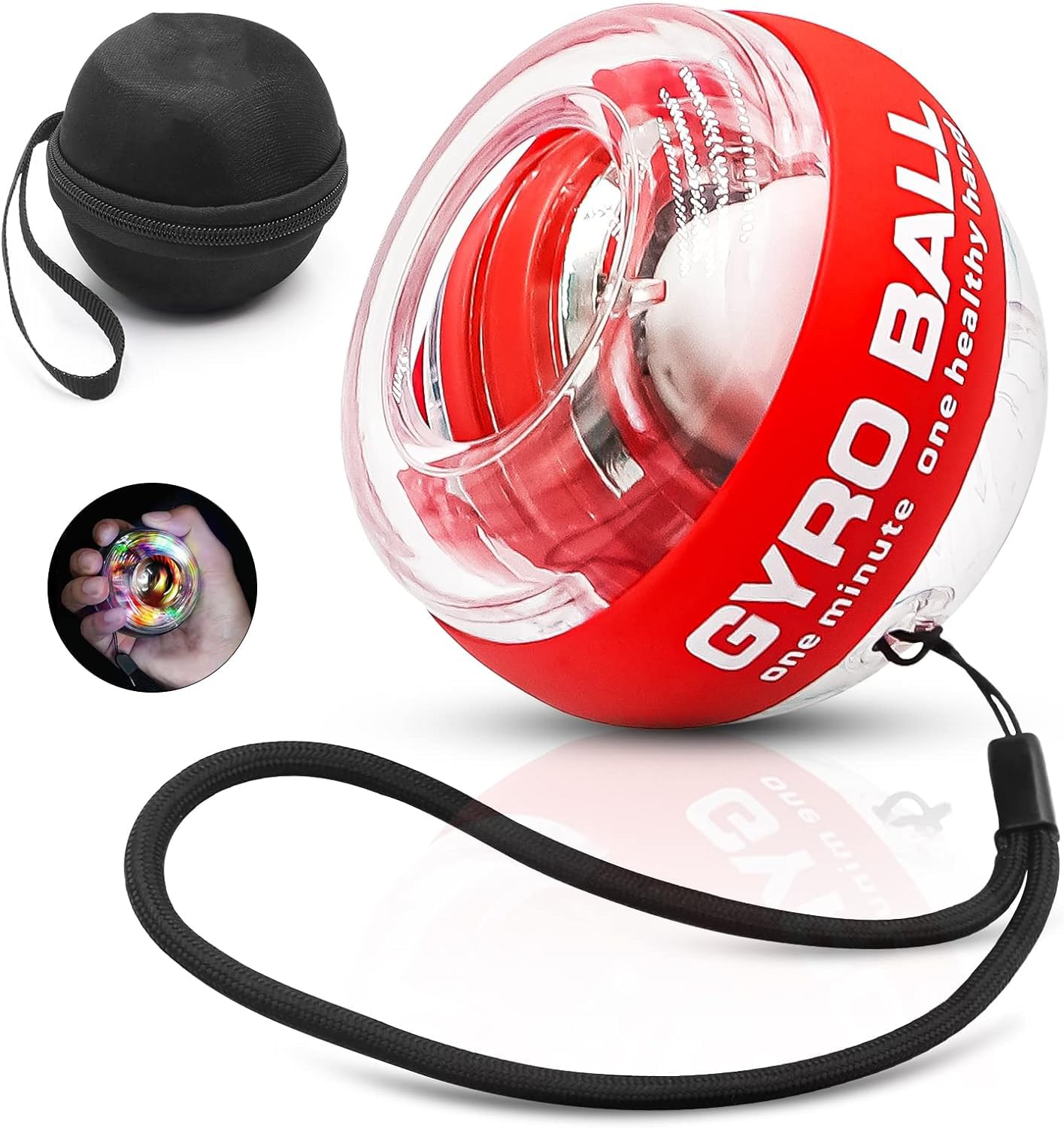 Upgraded Auto-Start Power Wrist Ball Spinner Gyro Hand Grip Strengthener Wrist Forearm Exerciser with LED Lights