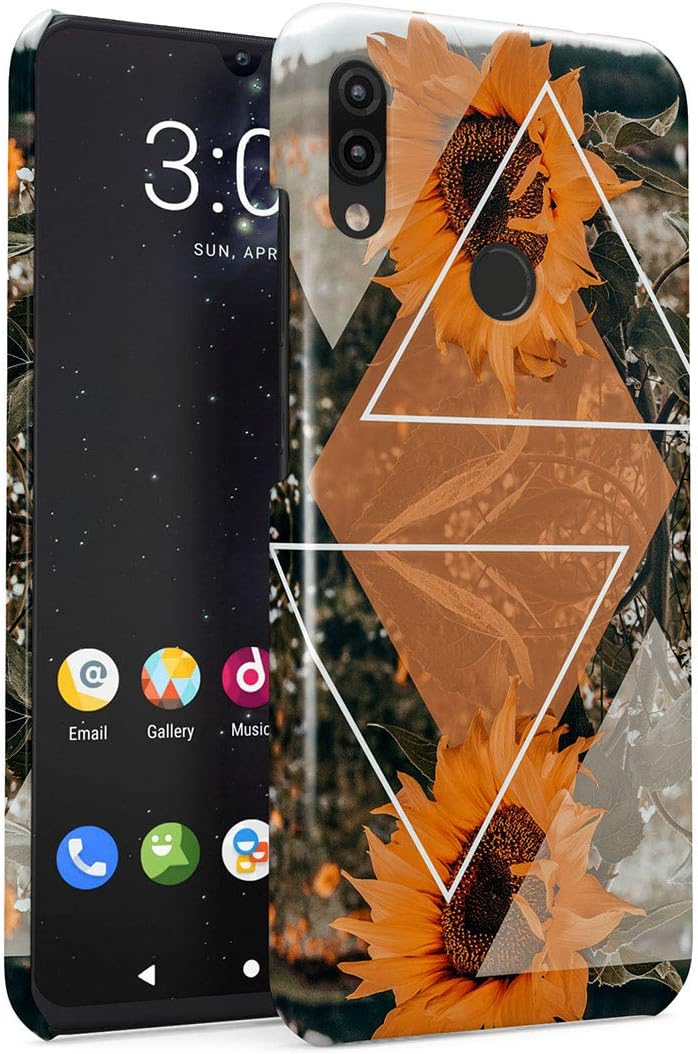 Funda Protectora de Plástico Duro Para Xiaomi Redmi Note 7 Girasol Flor Flores Yellow Sunflower Floral Flower Blossoms Landscape Exotic Tropical Summer Geometric Ornaments Funda Delgada y Ligera