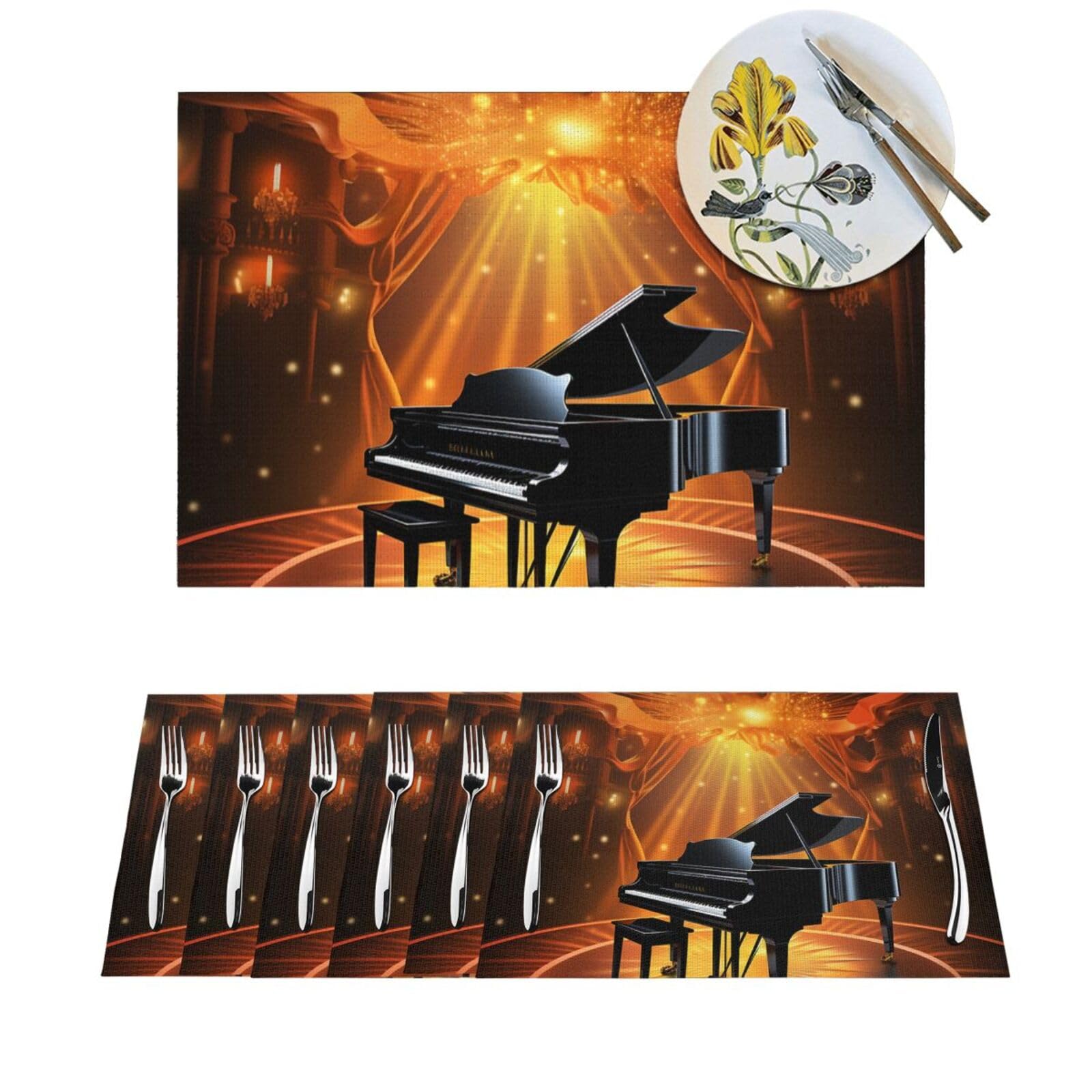 Lot de 6 sets de table en PVC tissé pour salle à manger lavables et résistants