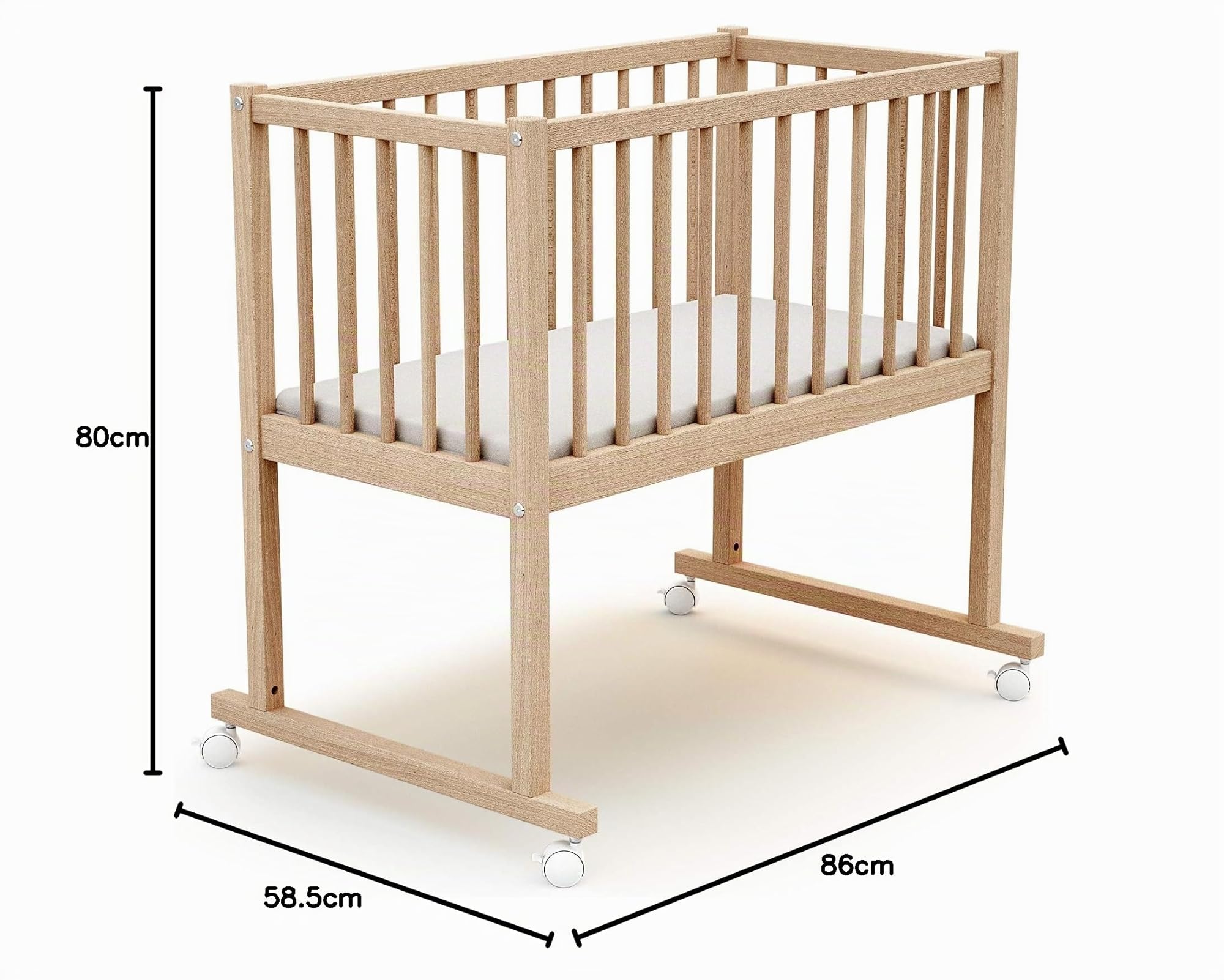 AT4 - Cuna bebé ESSENTIEL madera - Haya Cruda - 40 x 80 - 86 x 45 x 80 cm