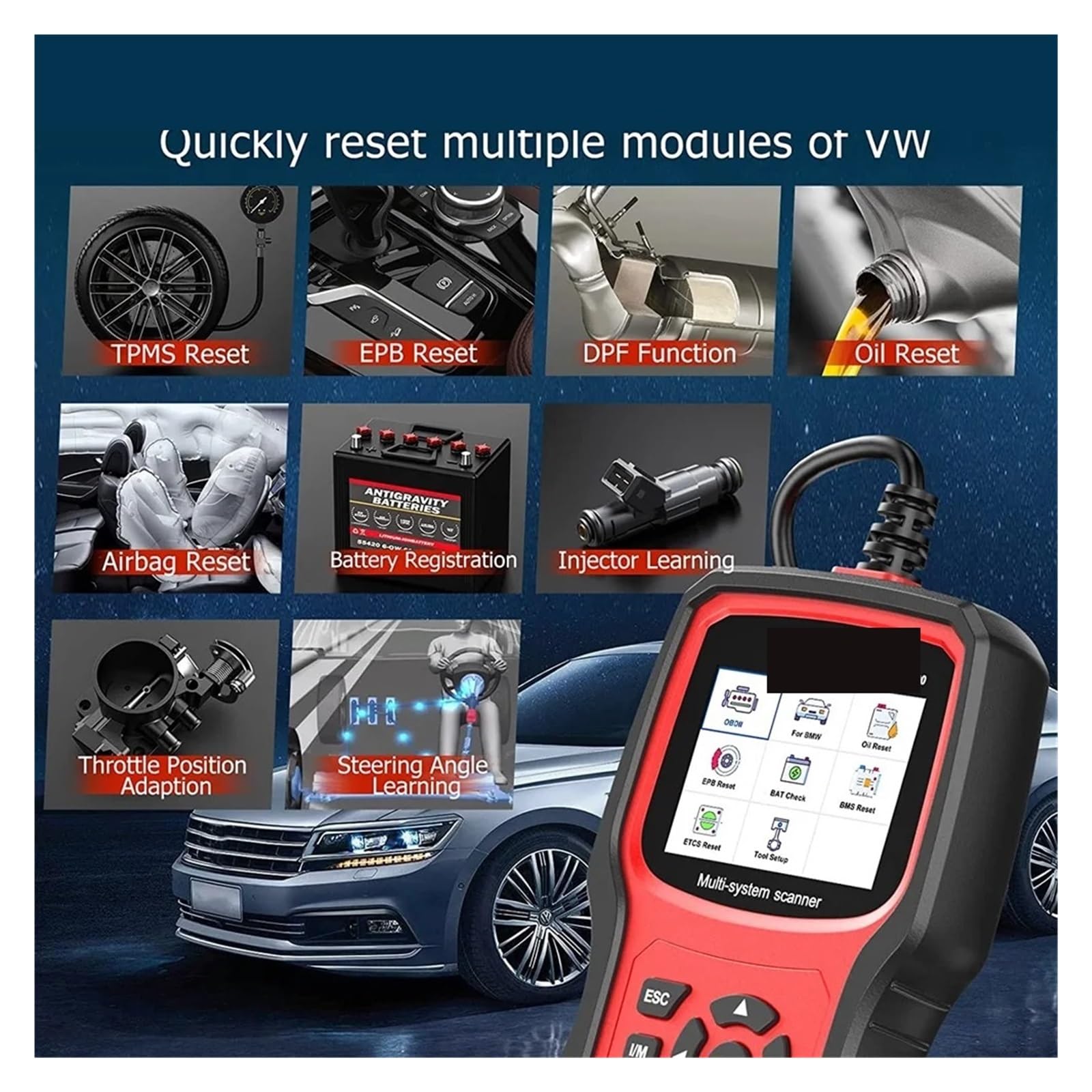 Narzędzia diagnostyczne VD700 Skaner OBD2 Pełny system Czytnik kodów ABS EPB TPMS DPF,Przyjazny dla użytkownika