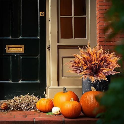 Miniatura 4 de 20 plantas artificiales de helecho Boston para exteriores, flores artificiales de otoño, resistentes a los rayos UV, arbustos de helecho de otoño