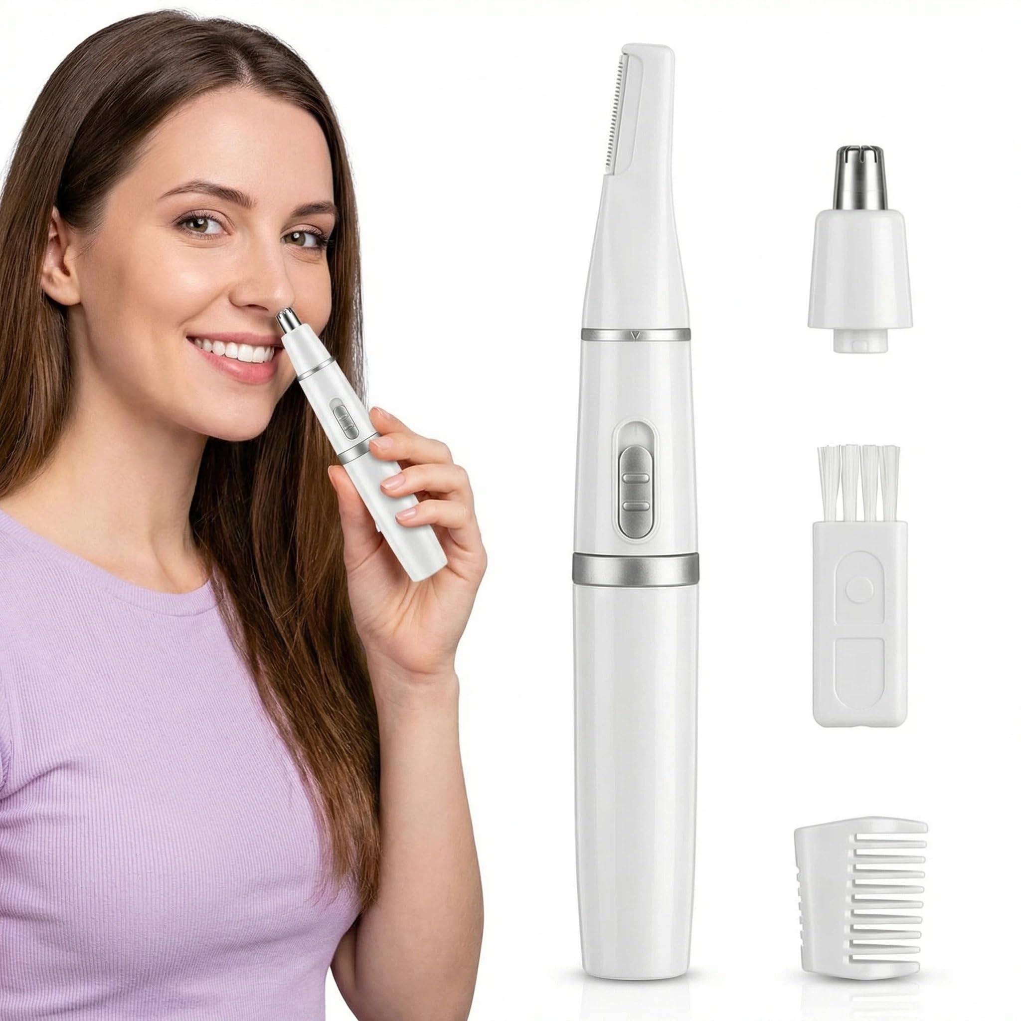 Nose Hair Trimmer for Women Men Ear and Nose Trimmer for Eyebrow Facial Hair Removal Painless Dual Blades