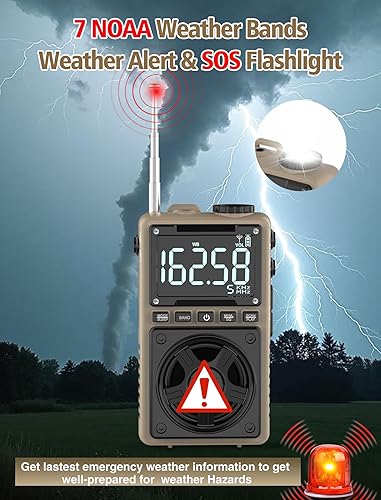 Miniatura 8 de Radio de onda corta Bluetooth AM FM con alerta meteorológica NOAA, radio de bolsillo portátil recargable de 1250 mAh con la mejor recepción, altavoz