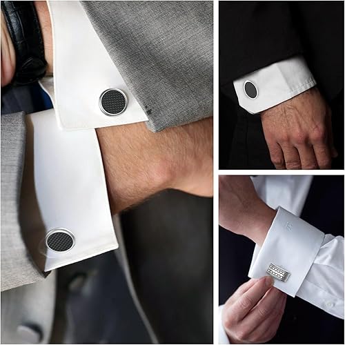 Miniatura 4 de Gemelos para hombres, camisa de esmoquin de acero inoxidable 316L, accesorios únicos de negocios, novio, boda, negro, plata, oro, joyería para hijo,