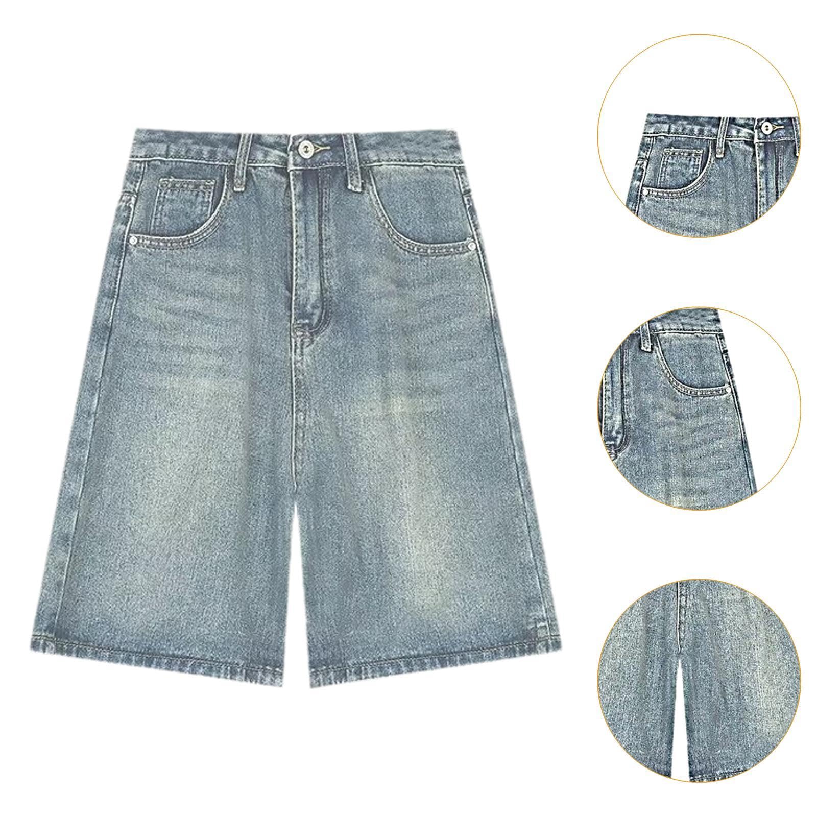 F Fityle Jean Shorts Femme Taille Haute Short Large Denim Confortable Style Polyester Adapté Aux Fêtes Entre Amis Pique-niques Détente