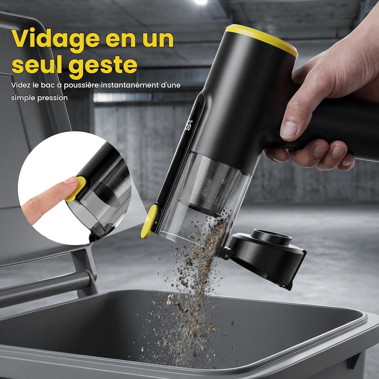 V5 Aspirateur à Main 7-en-1, 28000PA 60Min LED