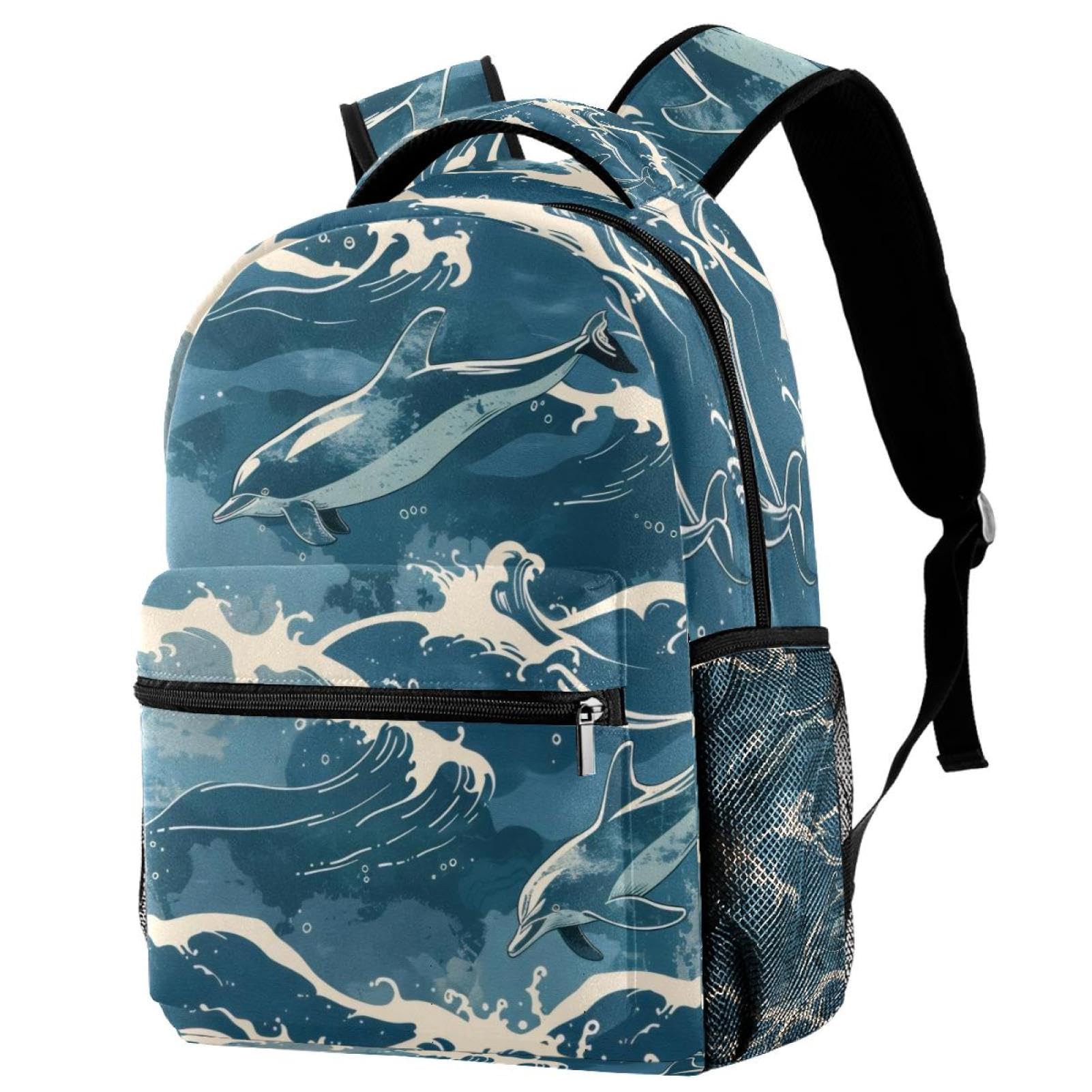 Generic Ocean Dolphin Wave - Mochila de viaje para adultos, mochila escolar para laptop con correa ajustable, Multicolor, 29.4x20x40cm/11.5x8x16 in