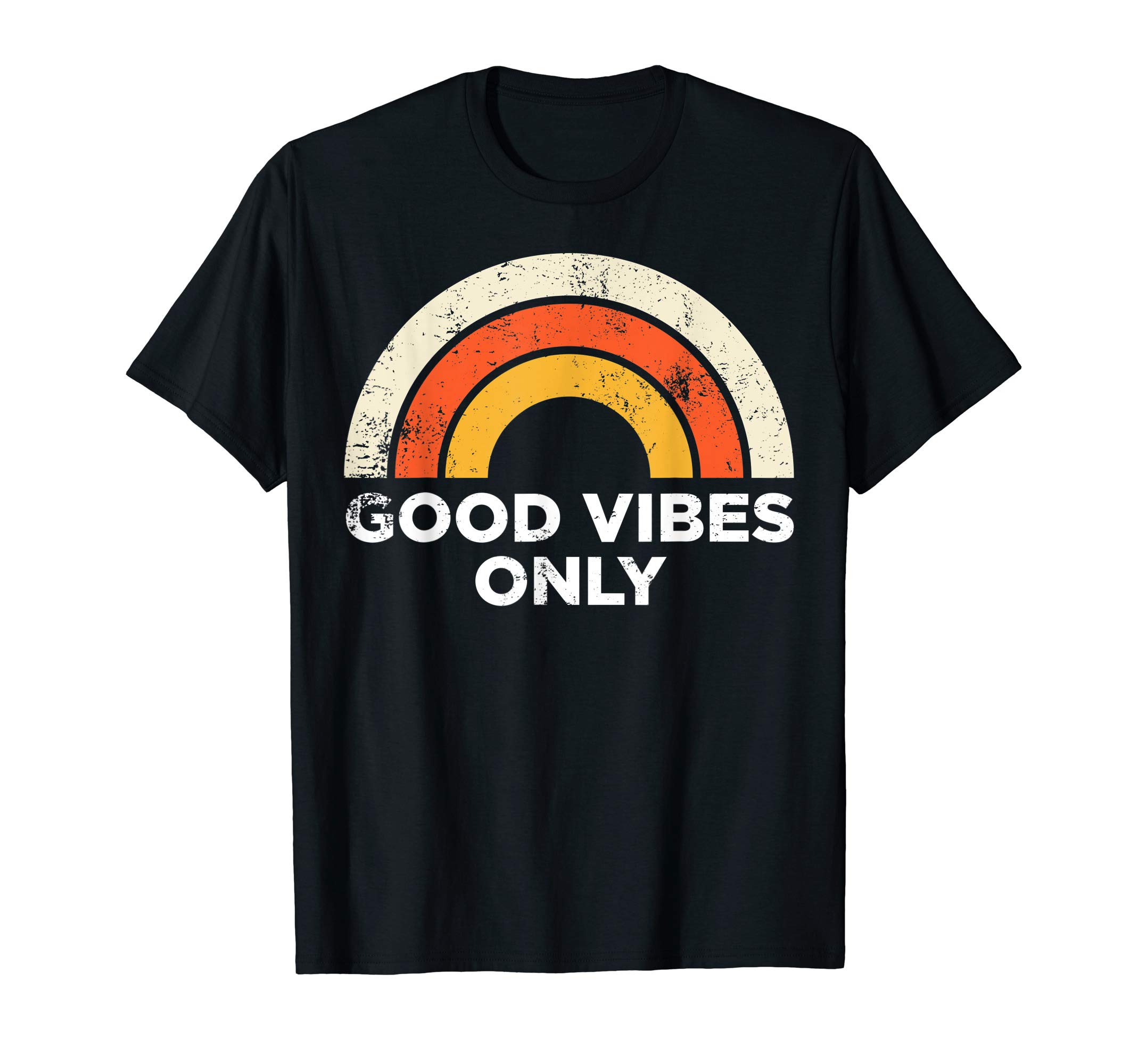 Retro Shirts Co18Casual Graphic Tee Vintage Retro Good Vibes Only Rainbow T-ShirtOEKO-TEX STANDARD 100