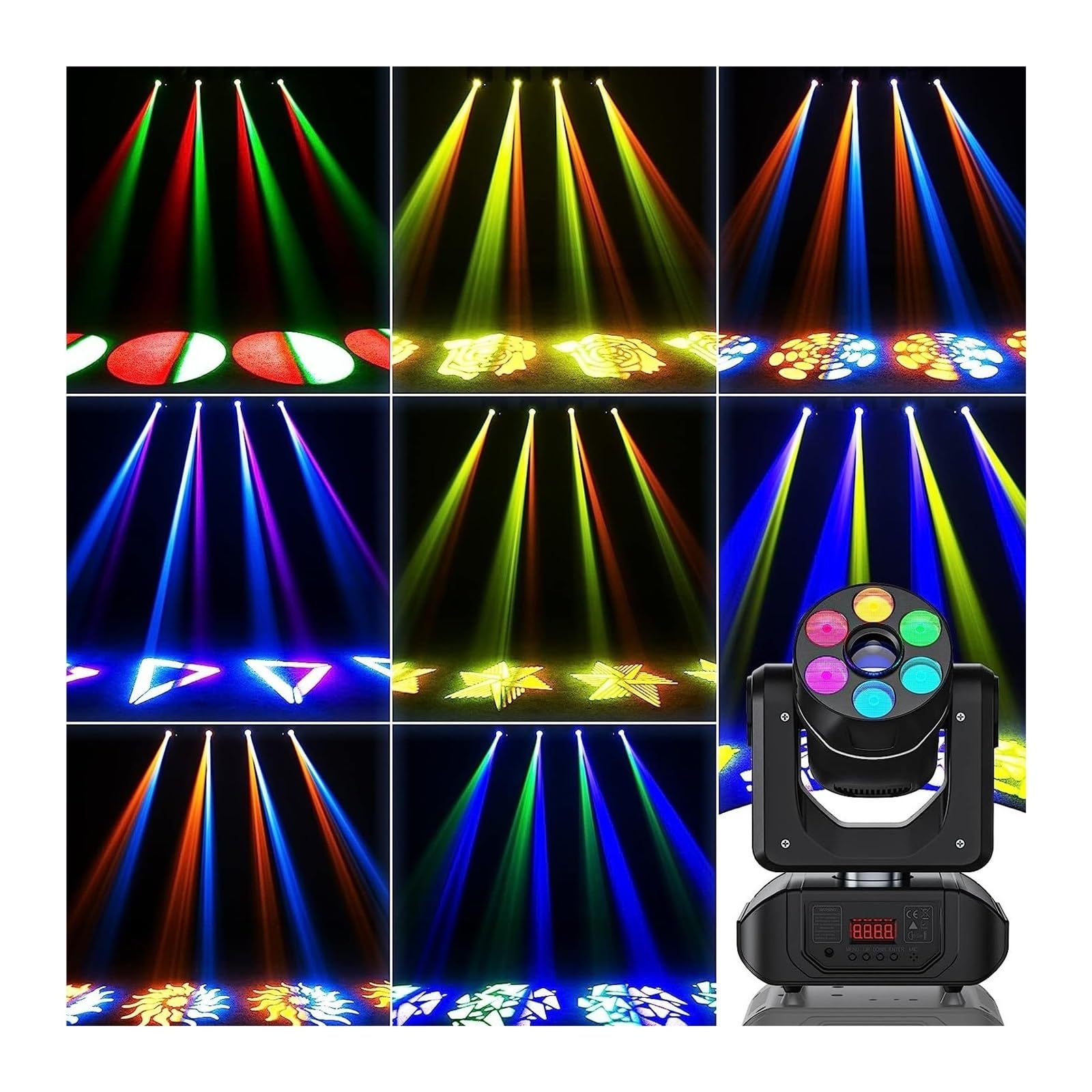 Światła sceniczne LED, LED Ruchoma Głowica Światła Reflektor Wzór Projektora DMX Dźwięk Aktywowany Pilot Do DJ Dyskoteka Impreza Weselna Lampa na wesele