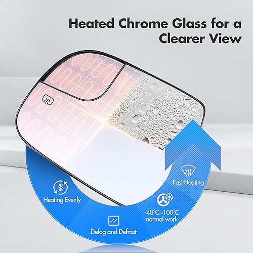 Miniatura 5 de Compatible con espejo lateral para pasajero Toyota Sienna 2014 2015 2016 2017 2018 2019 2020, repuesto de espejo retrovisor derecho con calefacción