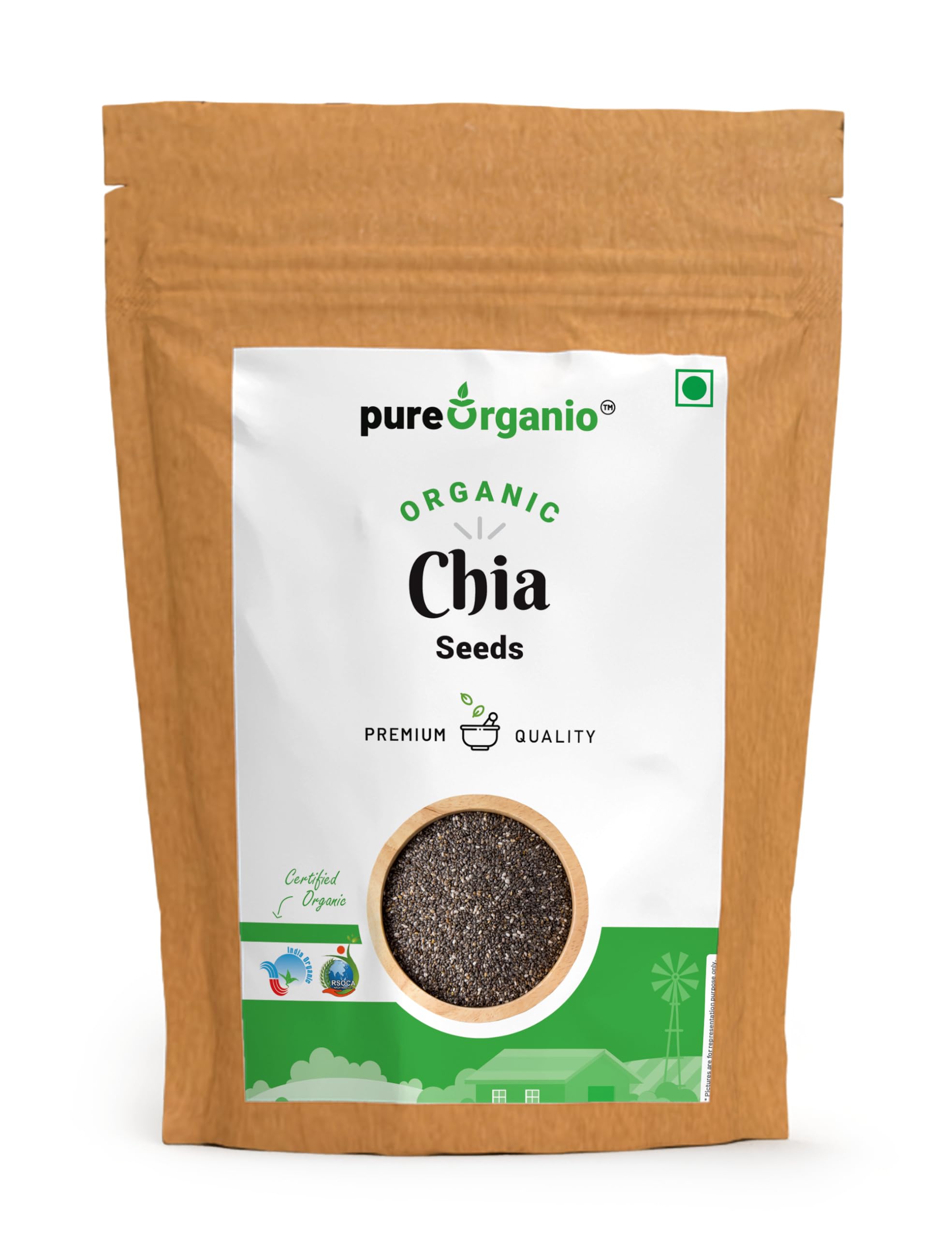 Pure Organio Organic Chia Seeds - NPOP Indian Organic Certified - High Fiber Seeds for Eating, Rich in Omega-3, Protein & Antioxidants, Sabja Seeds for Smoothies (200 Gm) (B0D37VZD12) Amazon Price History, Amazon Price Tracker