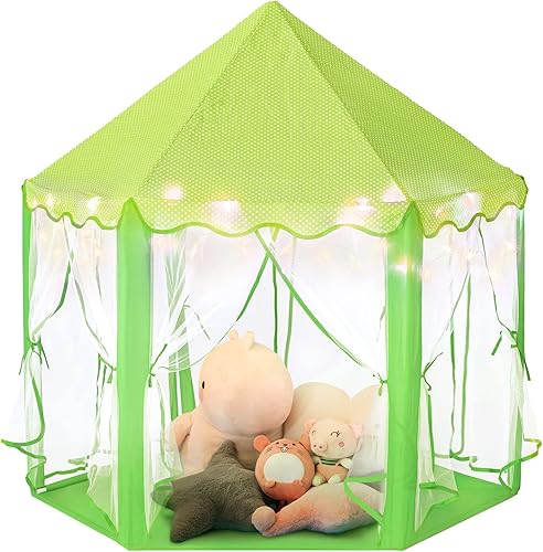 Tienda de campaña de princesa para niños, tienda de campaña de castillo con luces LED de estrellas, juguetes grandes para niños para interiores y