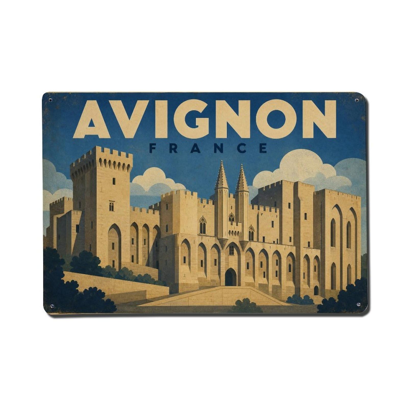 Retro Travel France Avignon Metal Tin Sign