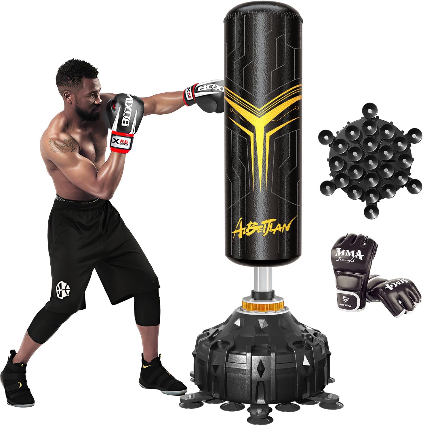 Freestanding Punching Bag,with Boxing Gloves Heavy Boxing Bag with Suction Cup Base for Adult - Boxing Training Equipment Kickboxing Bags for Training MMA Muay Thai Fitness Home Gym