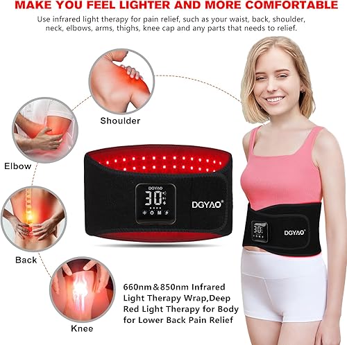 Miniatura 3 de DGXINJUN Terapia de luz roja inalámbrica para alivio del dolor de espalda y cintura, dispositivo de terapia de luz infrarroja cercana para el