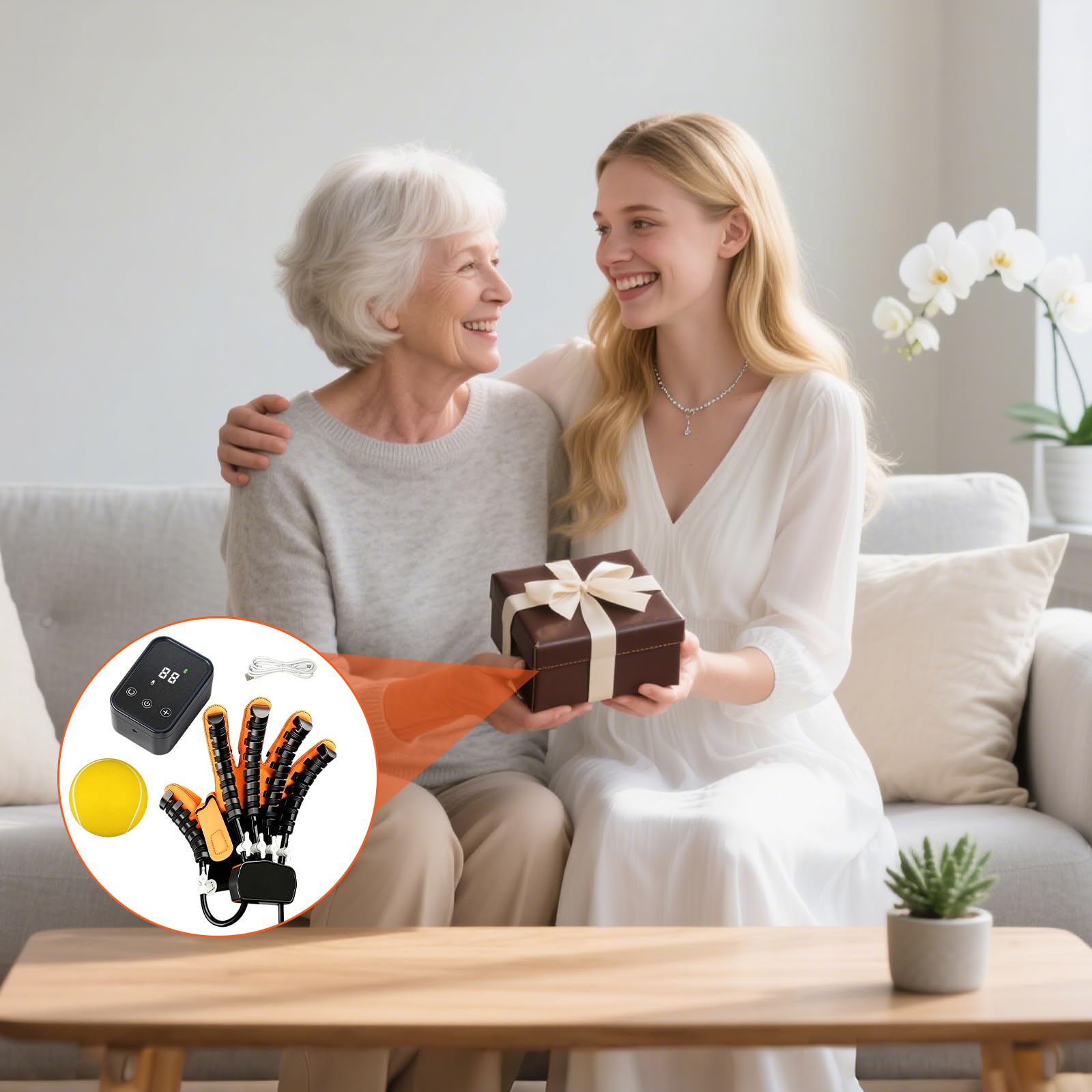 Guanto robotizzato riabilitazione, modalità/intensità regolabili, ricaricabile allenamento dita/mano, disturbi manuali, XL mano destra