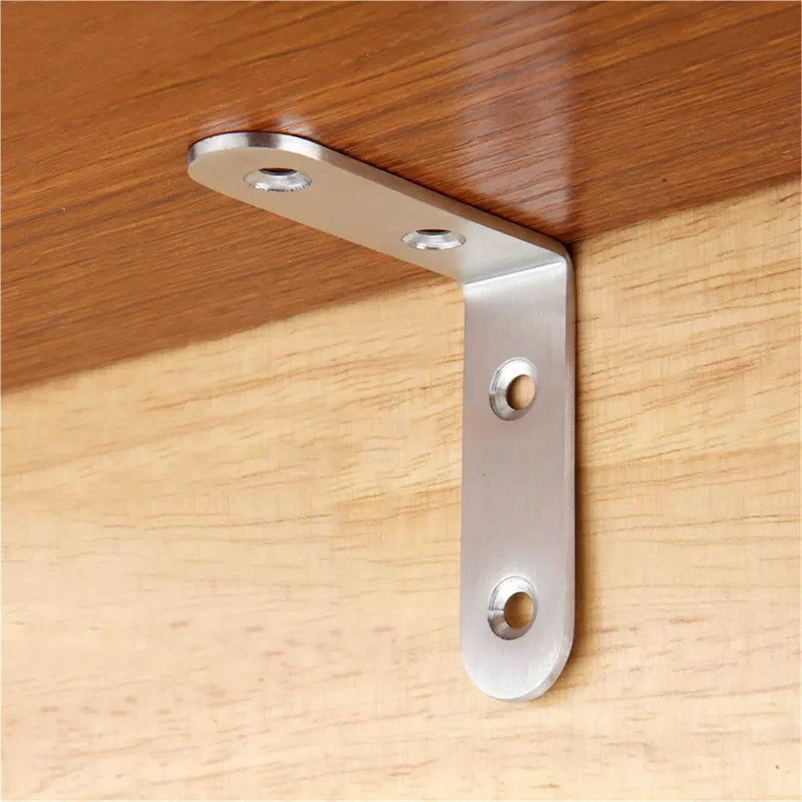 Staffa angolare da 90 gradi in acciaio inossidabile 10 pezzi, staffa for di fissaggio for mobili, schermi parete, con viti Per Mobili, Scaffali, Sedie In Legno(100x100mm)