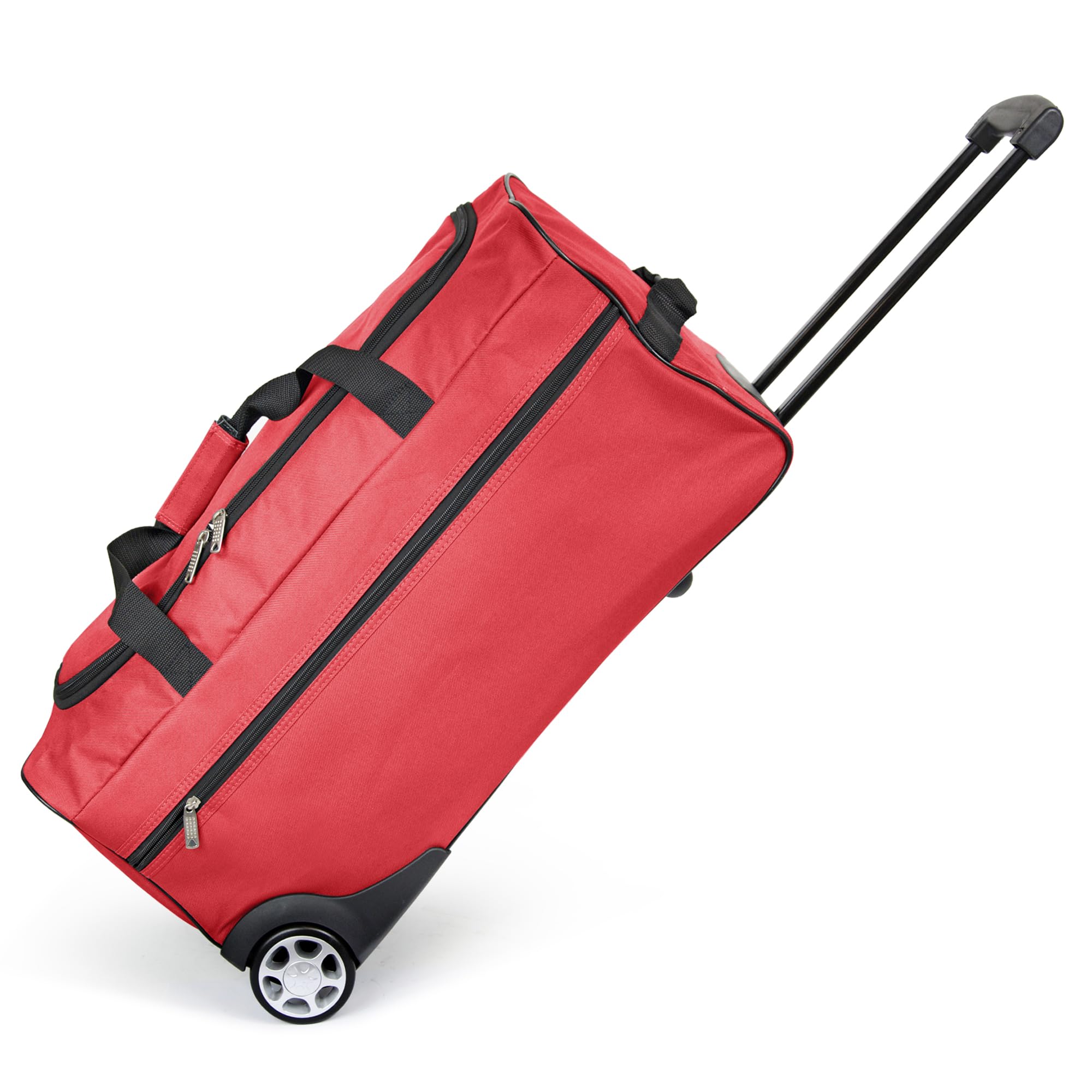 KINSTON Borsa da Viaggio Trolley - Borsa con Ruote e Manico Telescopico, Scomparto Principale Capiente e Tasca Laterale con Cerniera - Bagaglio a Mano Ideale per Viaggi e Weekend - ROSSO L