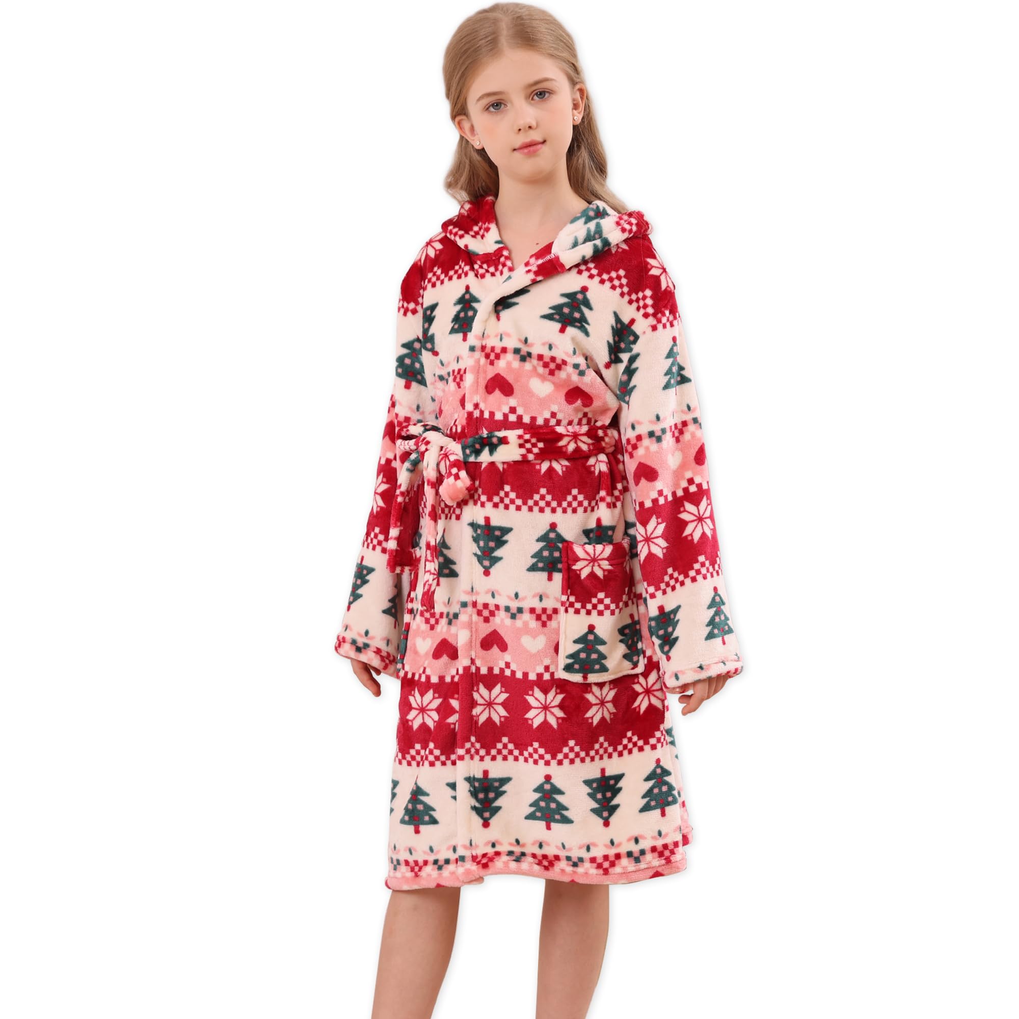 V.&amp;GRIN Girls Fleece Hooded Robe, Soft Unicorn Bathrobe for Kids 5-14 Years