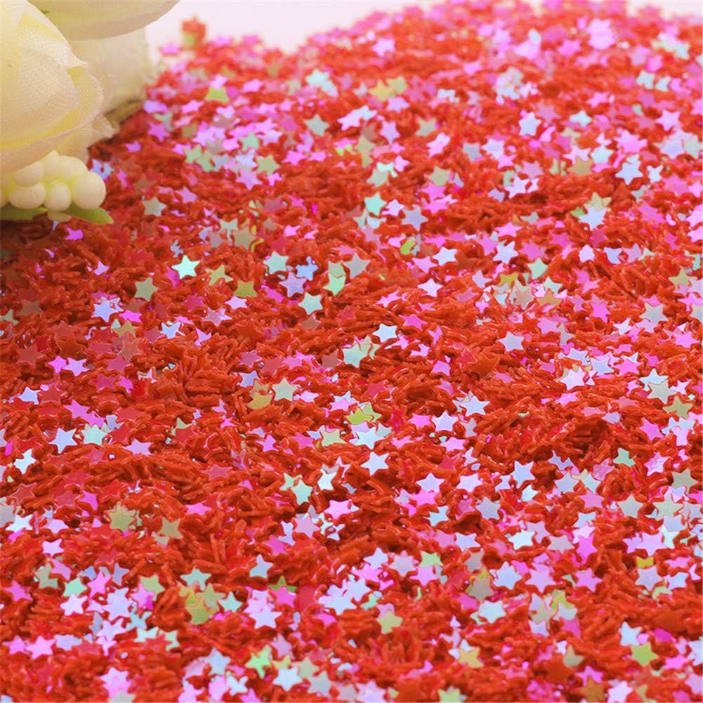 100g Iridescent Star Shaped Sequins Glitter Flat PVC Star Sequins Paillettes for Scrapbooking Embellishment Card Making Jewelry Making Nail Manicure Decorartions (Red)