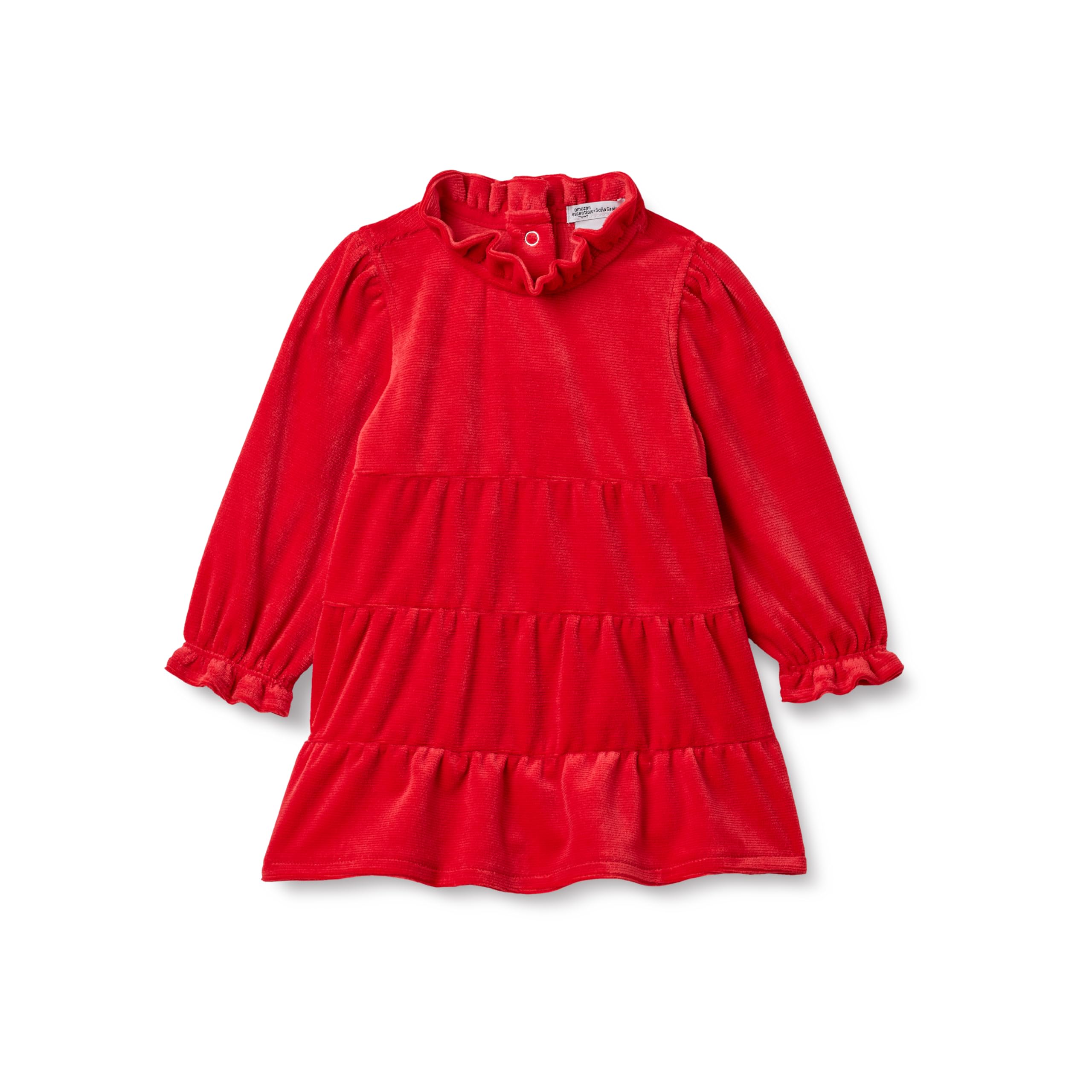Amazon Essentials X Sofia Grainge Unisex Babies' Long Sleeve Corduroy Dress, Red, 2T