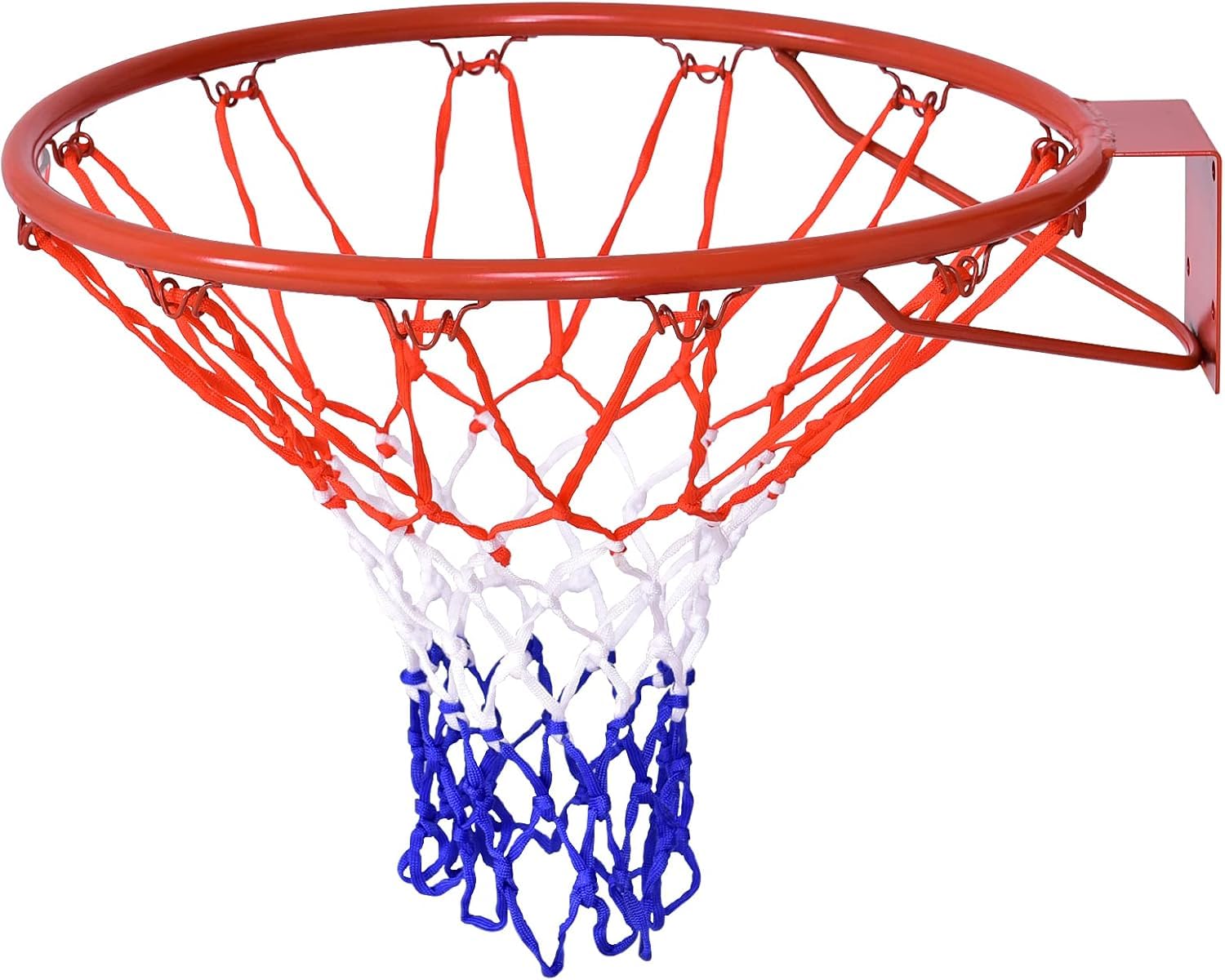 GYMAX Anello Canestro da Basket, in Ferro e PE, Rete di Pallacanestro a Muro, per Bambini e Adulti, Facile da Montare, Diametro di 46cm